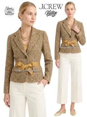 J.Crew Robert Noble wool blend nubby tweed ribbon belted blazer *shop@iamwarrior